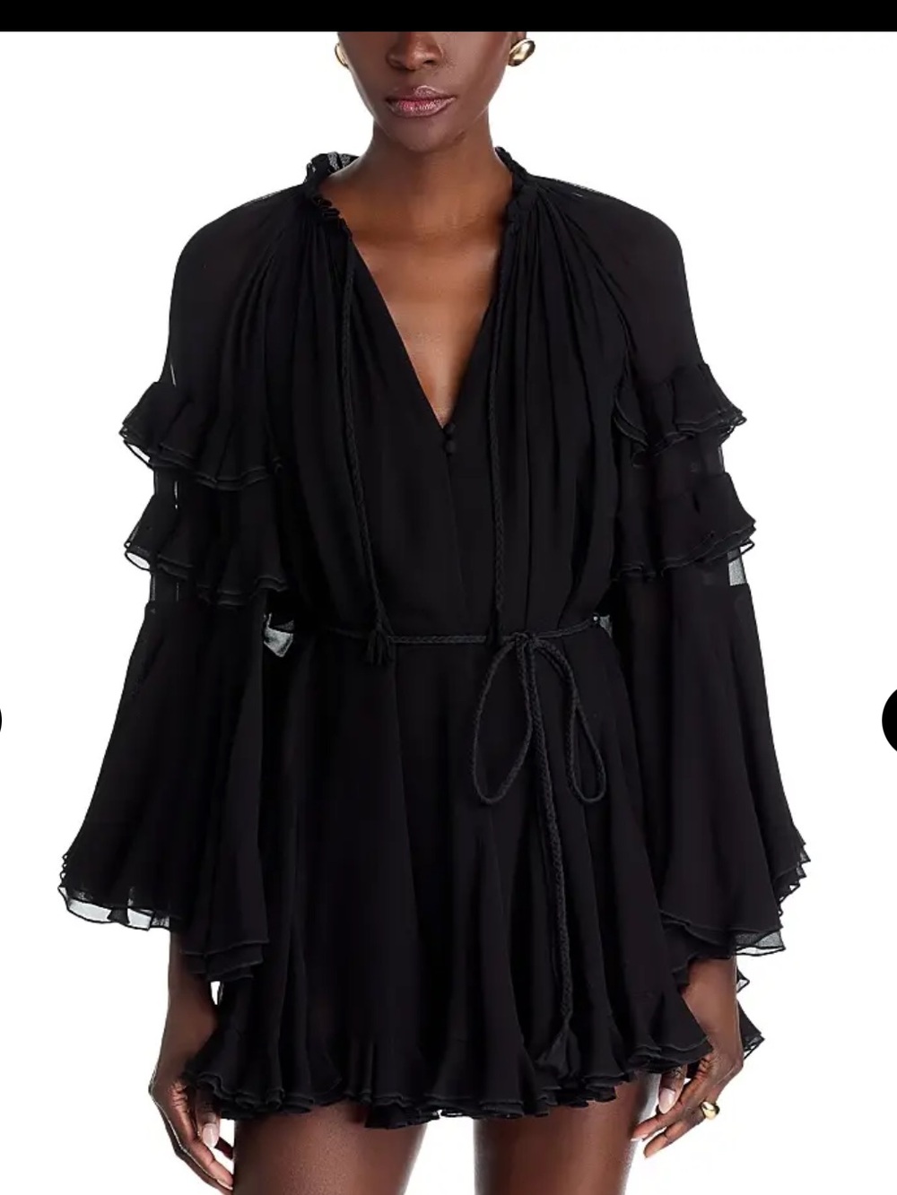 NWT Alice + Olivia Adaline Ruffle Georgette Mini Dress Small